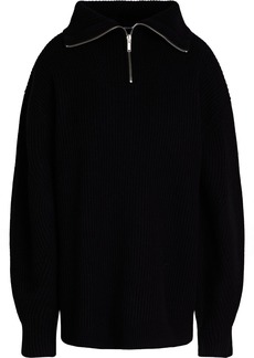 Helmut Lang - Oversized merino wool half-zip sweater - Black - XXS