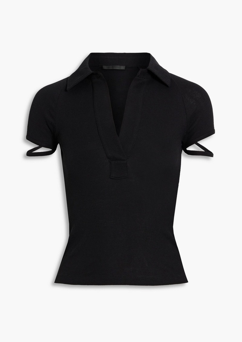 Helmut Lang - Ribbed cotton-jersey polo shirt - Black - XXS