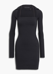 Helmut Lang - Ribbed-knit pima cotton-blend mini dress - Black - XS