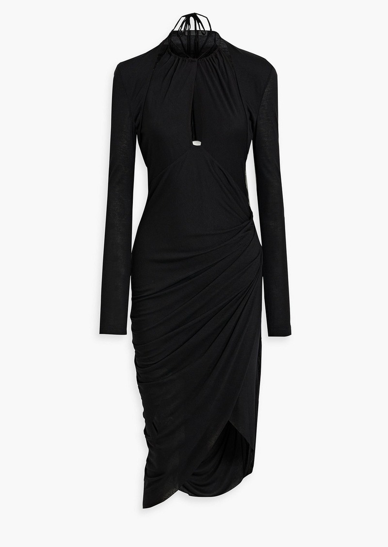 Helmut Lang - Ruched jersey halterneck dress - Black - S