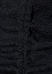 Helmut Lang - Ruched ribbed cotton-jersey top - Black - L