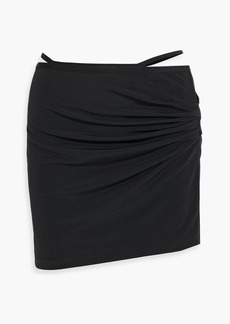 Helmut Lang - Ruched stretch-crepe mini skirt - Black - XS