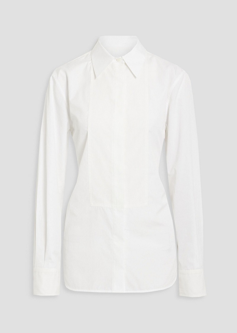 Helmut Lang - Striped organza-paneled cotton-poplin shirt - White - M
