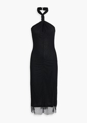 Helmut Lang - Twisted fishnet halterneck midi dress - Black - XXS