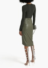 Helmut Lang - Wrap-effect faux stretch-leather midi skirt - Green - S