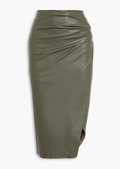 Helmut Lang - Wrap-effect faux stretch-leather midi skirt - Green - S