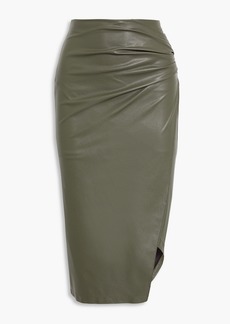 Helmut Lang - Wrap-effect faux stretch-leather midi skirt - Green - XS