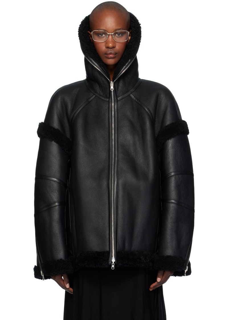 Helmut Lang Black Apex Teddy Reversible Leather Jacket