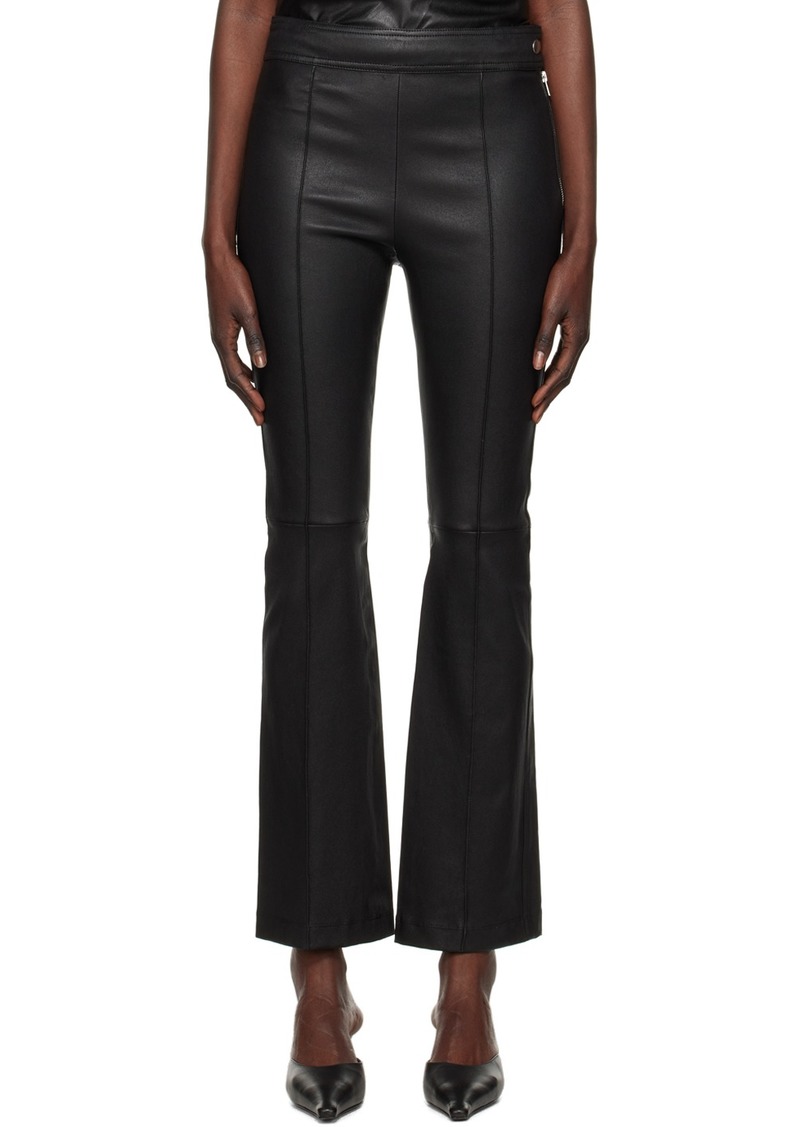 Helmut Lang Black Cropped Flare Leather Pants