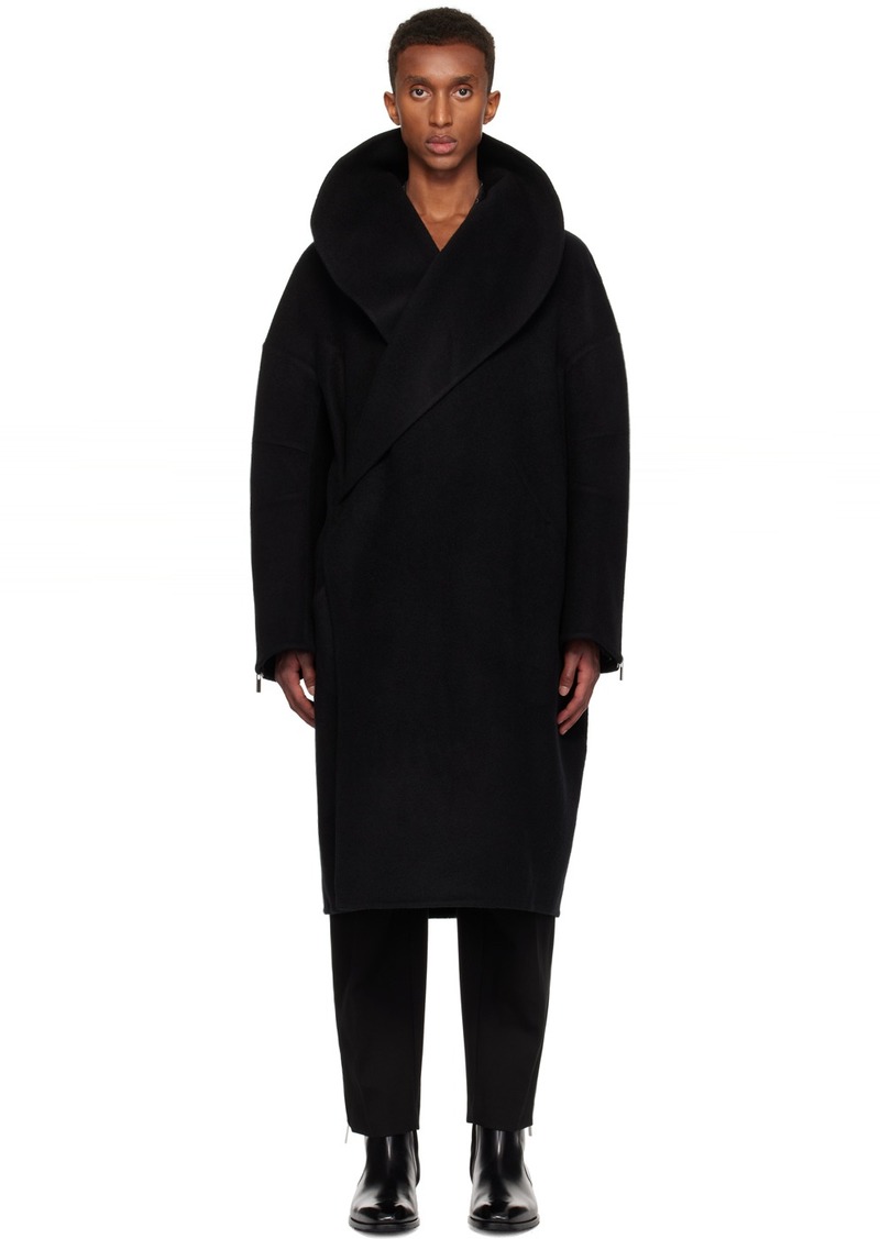 Helmut Lang Black Double-Faced Apex Cocoon Coat