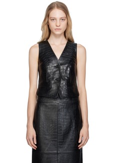 Helmut Lang Black Embossed Leather Vest