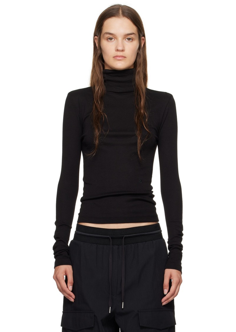 Helmut Lang Black Embroidered-Logo Turtleneck