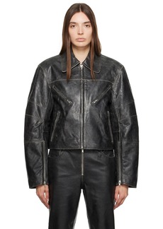 Helmut Lang Black Faded Leather Jacket