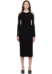 Helmut Lang Black Sheer Sleeve Midi Dress