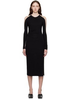 Helmut Lang Black Sheer Sleeve Midi Dress