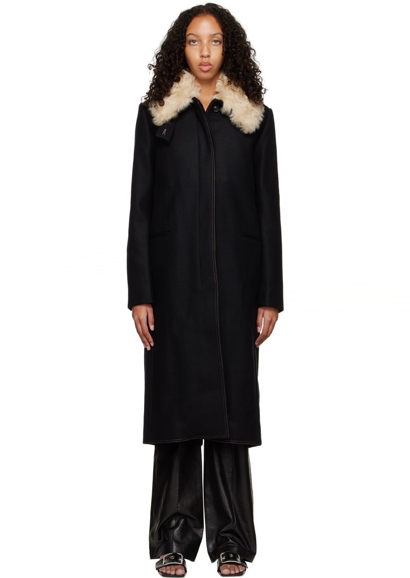 Helmut Lang Black Spread Collar Coat