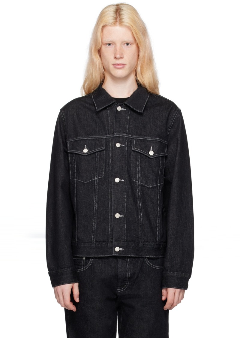 Helmut Lang Black Spread Collar Denim Jacket