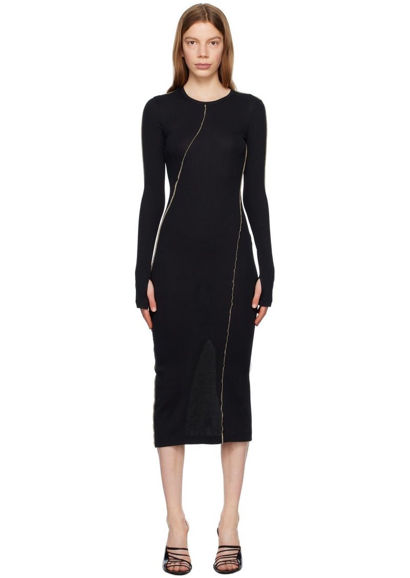 Helmut Lang Black Twisted Midi Dress