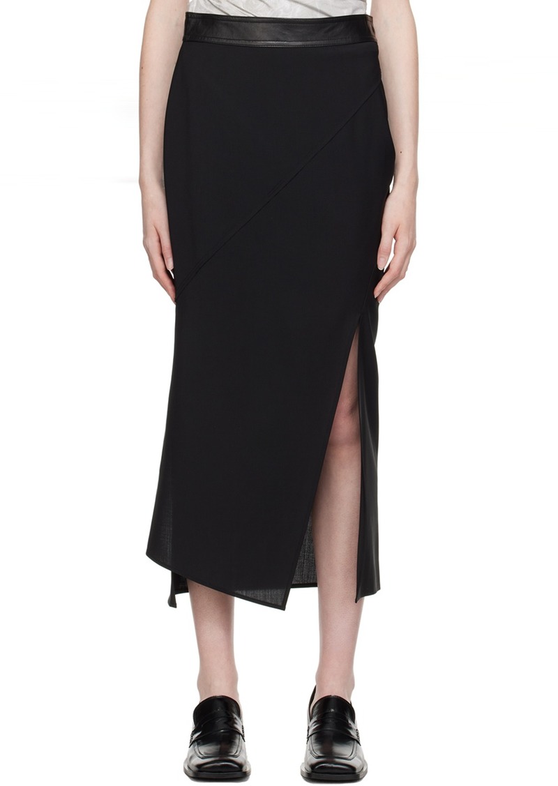 Helmut Lang Black Twisted Midi Skirt