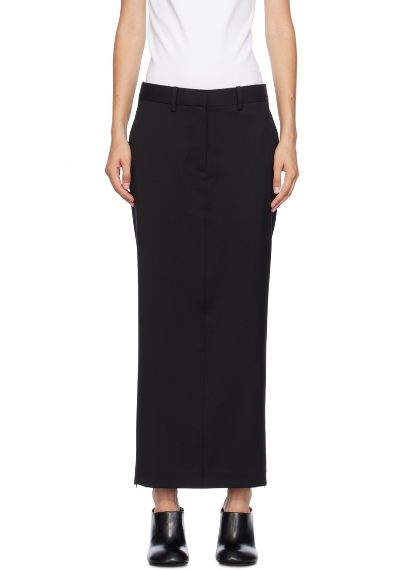 Helmut Lang Black Virgin Wool Zip Maxi Skirt