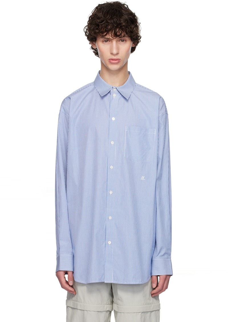 Helmut Lang Blue Oversized Striped Shirt