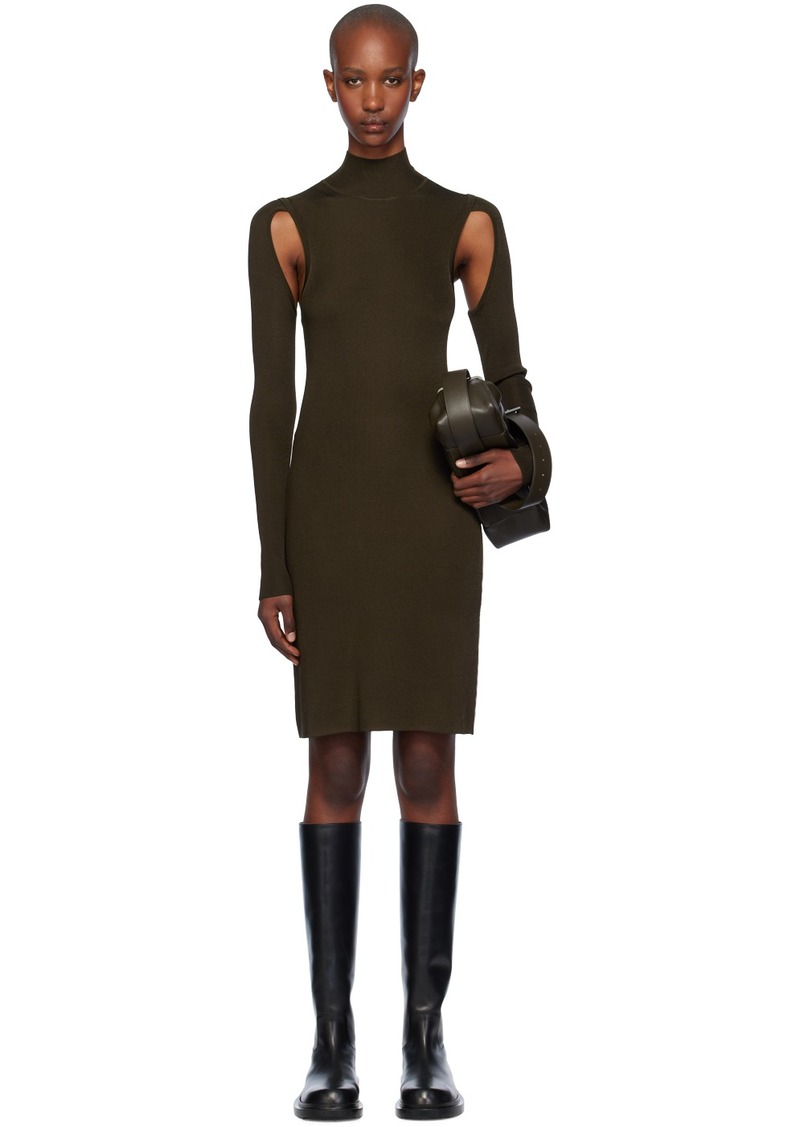 Helmut Lang Brown Air Turtleneck Midi Dress