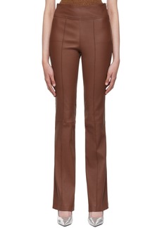 Helmut Lang Brown Bootcut Leather Pants