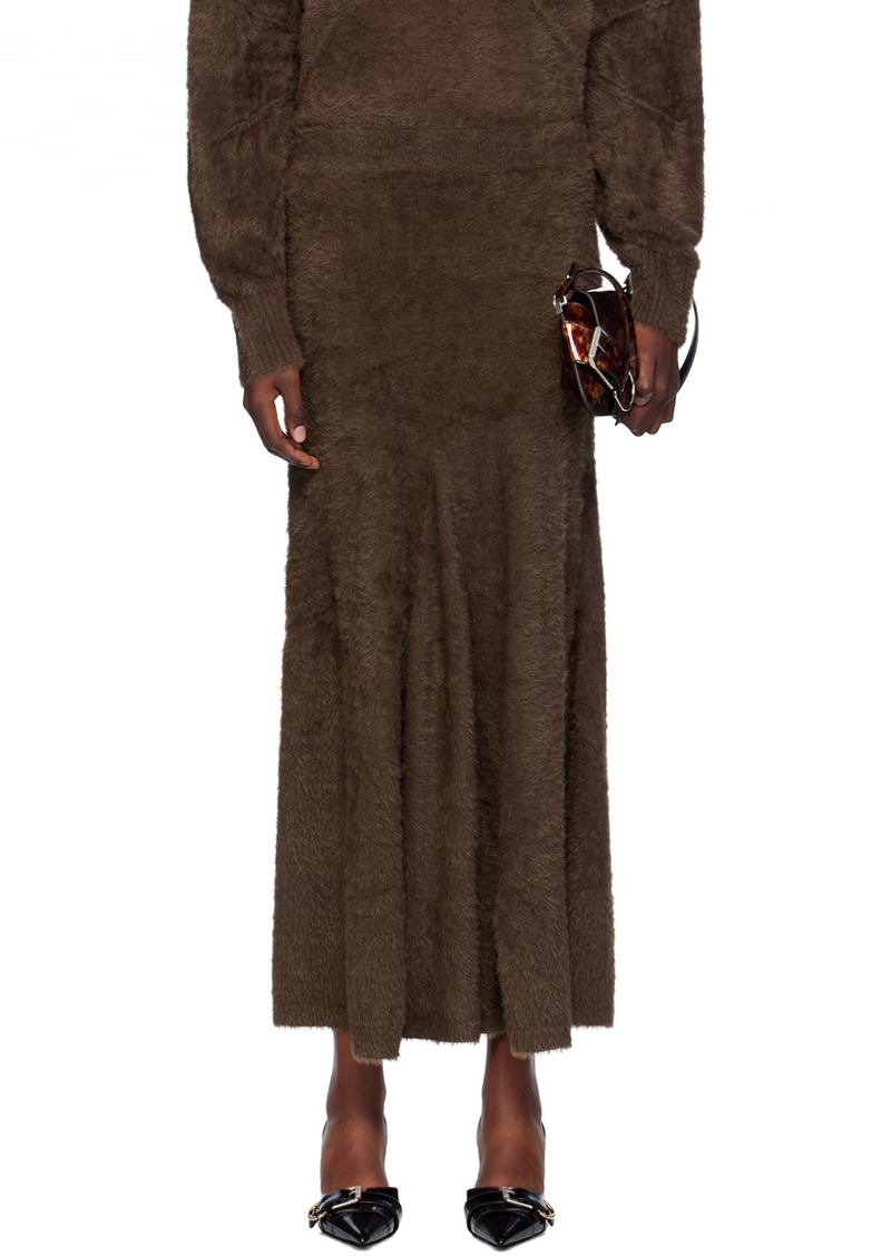 Helmut Lang Brown Grunge Maxi Skirt