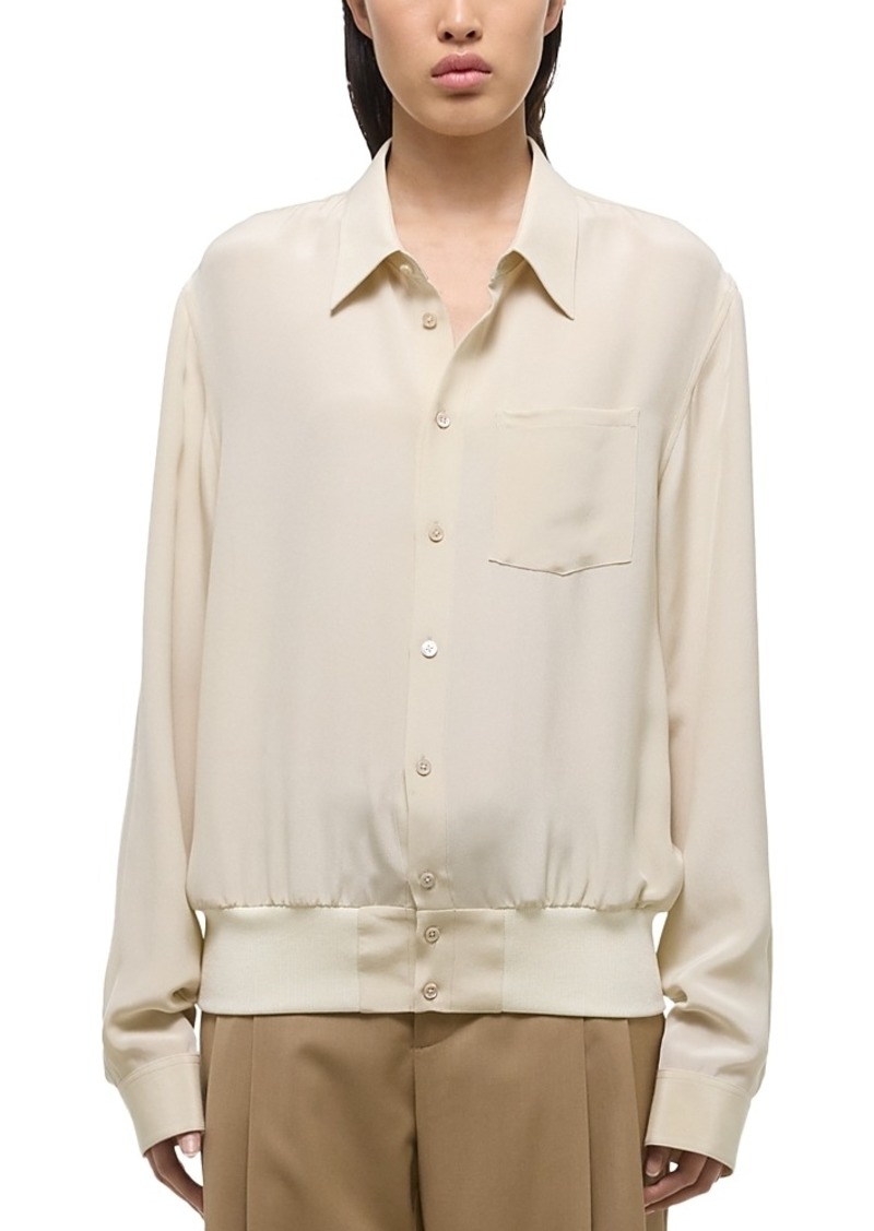 Helmut Lang Button Front Hem Band Silk Shirt