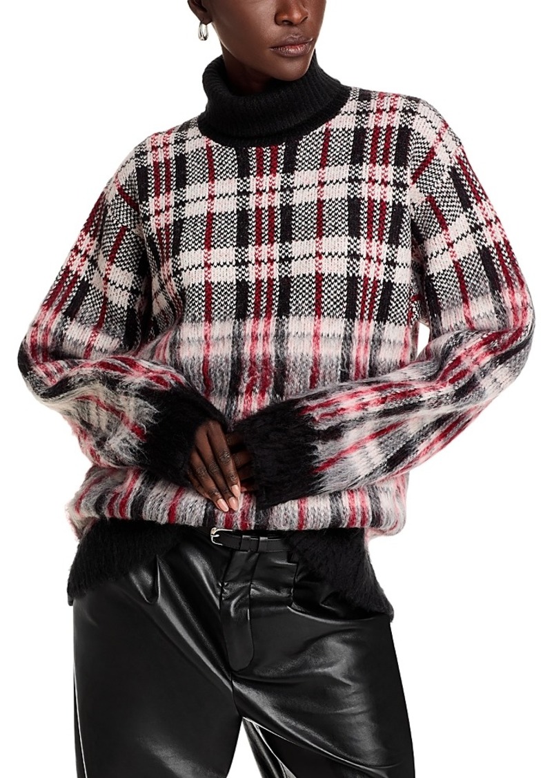 Helmut Lang Chunky Plaid Turtleneck Sweater