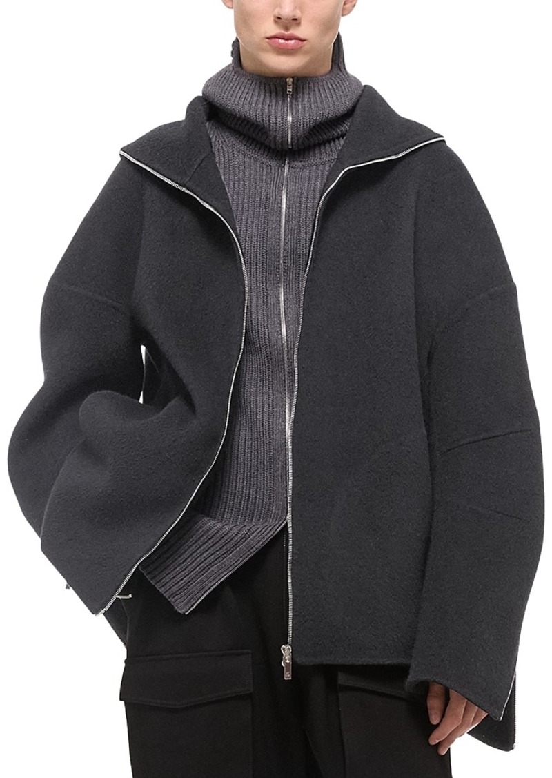 Helmut Lang Cocoon Zip Up Hooded Wool Jacket