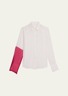 Helmut Lang Combo Button-Front Silk Shirt