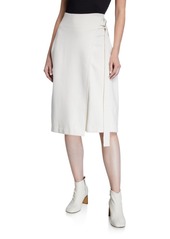 Helmut Lang Compact Wool Midi Wrap Skirt