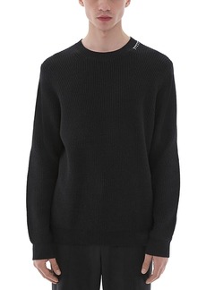 Helmut Lang Cotton, Wool, & Nylon Embroidered Regular Fit Crewneck Sweater