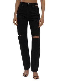 Helmut Lang Cut Out High Rise Straight Leg Jeans in Black