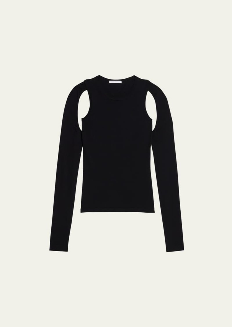 Helmut Lang Cut-Out Long-Sleeve Knit Top