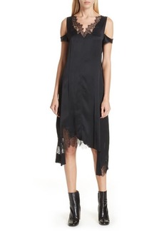 Helmut Lang Deconstructed Lace Trim Dress in Black at Nordstrom