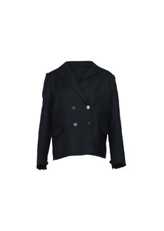 Helmut Lang Distressed Blazer in Navy Blue Wool