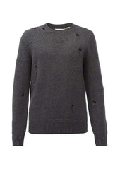 Helmut Lang Distressed crew-neck wool-blend sweater