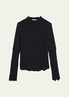 Helmut Lang Distressed Ribbed Crewneck Sweater