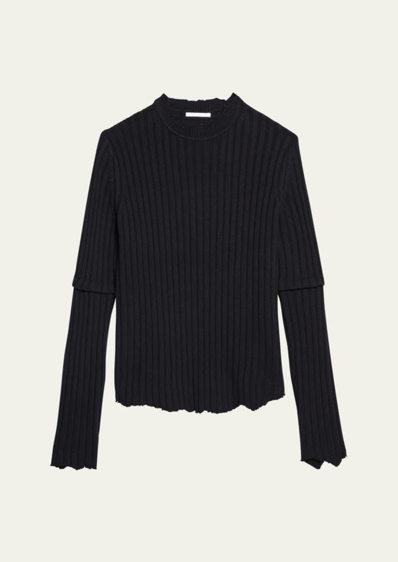 Helmut Lang Distressed Ribbed Crewneck Sweater