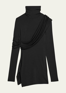 Helmut Lang Draped Knit Turtleneck Top