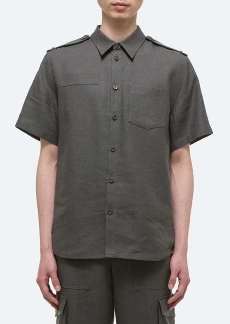 Helmut Lang Epaulet Short Sleeve Button-Up Shirt