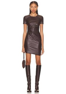 Helmut Lang Faux Leather Twist Short Sleeve Dress