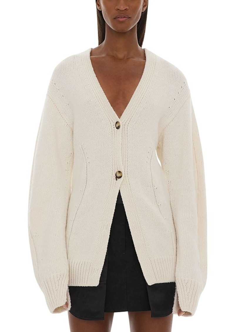 Helmut Lang Fitted Waist Cashmere Cardigan Sweater