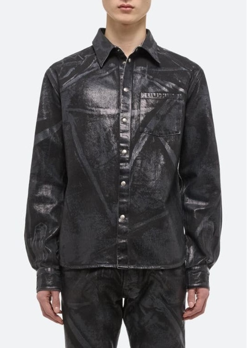 Helmut Lang Foiled Cotton Denim Shirt Jacket