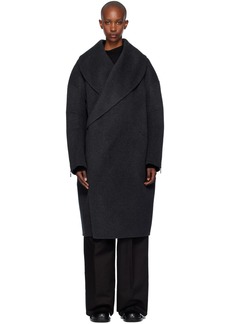 Helmut Lang Gray Double-Faced Apex Cocoon Coat