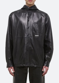 Helmut Lang Hoodie Lambskin Leather Button-Up Shirt