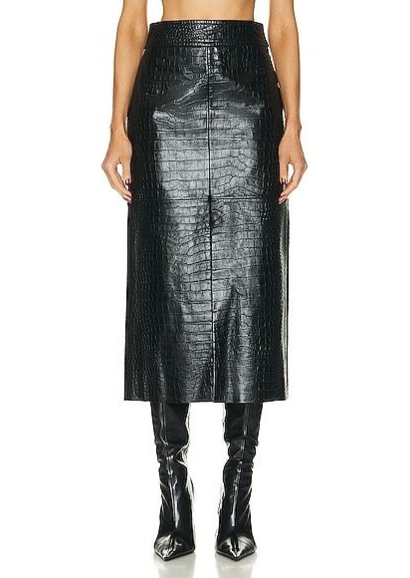 Helmut Lang Leather Midi Skirt