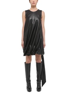Helmut Lang Leather Sleeveless Bubble Hem Dress